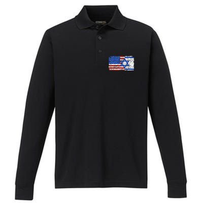 Jewish Israeli American Jew Flag Israel America USA  Performance Long Sleeve Polo