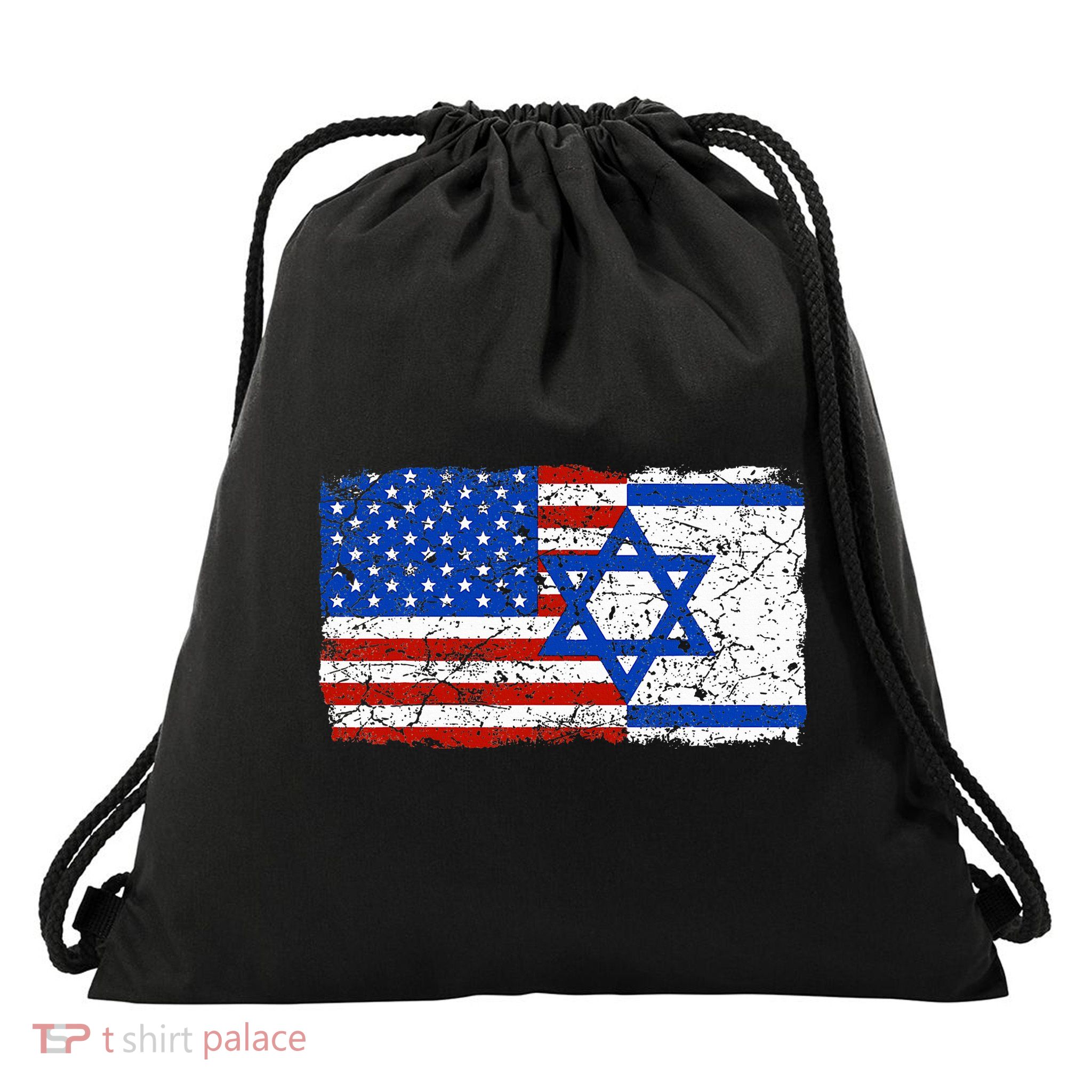 Jewish Israeli American Jew Flag Israel America USA  Drawstring Bag