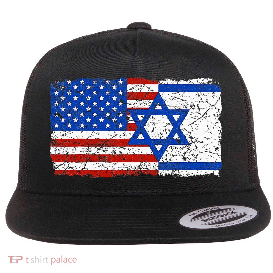 Jewish Israeli American Jew Flag Israel America USA  Flatbill Hat