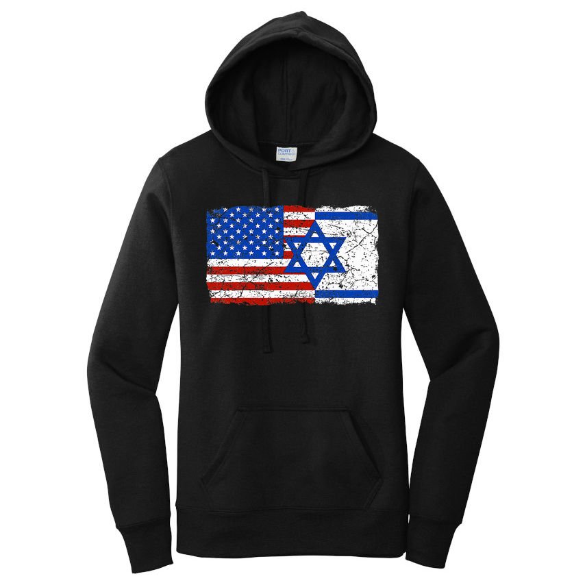 Jewish Israeli American Jew Flag Israel America USA  Women's Pullover Hoodie