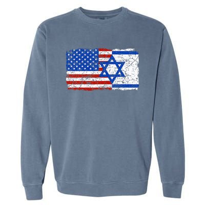 Jewish Israeli American Jew Flag Israel America USA  Garment-Dyed Sweatshirt