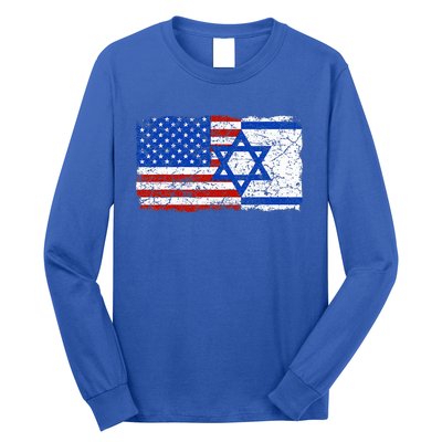 Jewish Israeli American Jew Flag Israel America USA  Long Sleeve Shirt