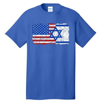 Jewish Israeli American Jew Flag Israel America USA  Tall T-Shirt