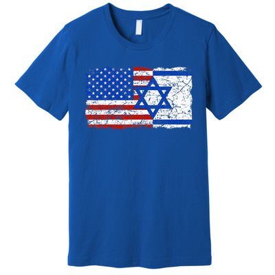 Jewish Israeli American Jew Flag Israel America USA  Premium T-Shirt