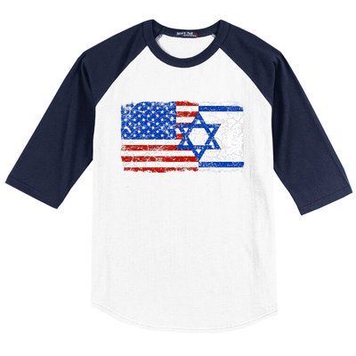 Jewish Israeli American Jew Flag Israel America USA  Baseball Sleeve Shirt