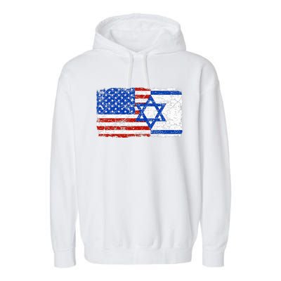 Jewish Israeli American Jew Flag Israel America USA  Garment-Dyed Fleece Hoodie