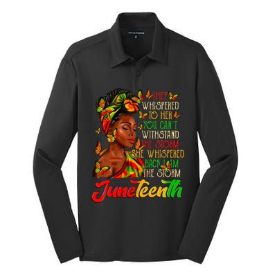 Juneteenth I Am The Storm Black Women Black History Month Silk Touch Performance Long Sleeve Polo