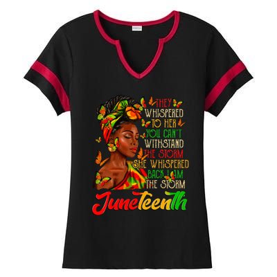 Juneteenth I Am The Storm Black Women Black History Month Ladies Halftime Notch Neck Tee