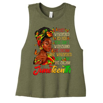 Juneteenth I Am The Storm Black Women Black History Month Women's Racerback Cropped Tank