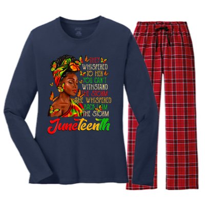 Juneteenth I Am The Storm Black Women Black History Month Women's Long Sleeve Flannel Pajama Set 