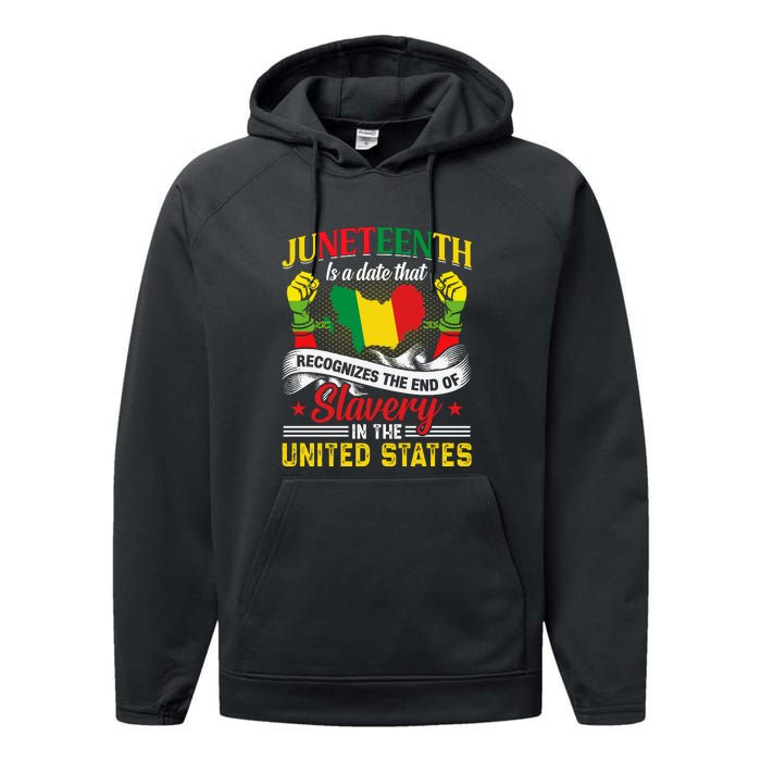 Juneteenth Is A Date That Recognizes The End Of Slavery Gift Free Ish Performance Fleece Hoodie