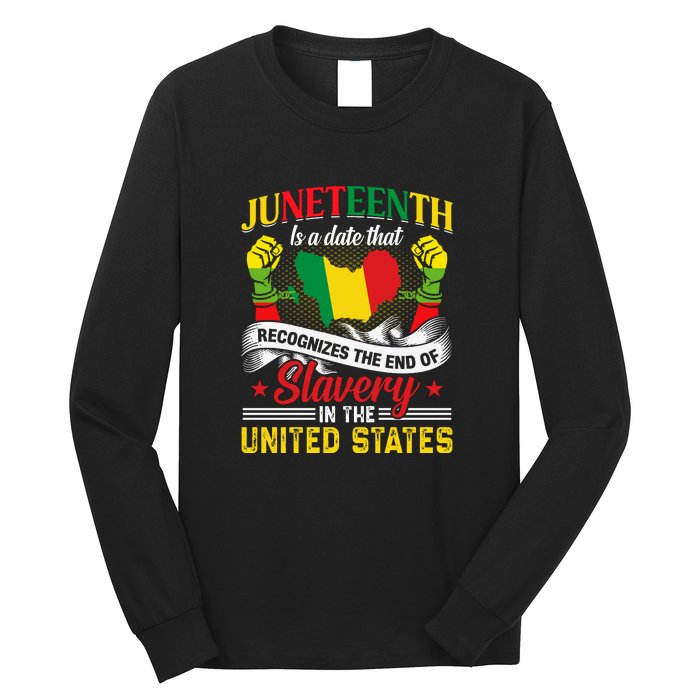 Juneteenth Is A Date That Recognizes The End Of Slavery Gift Free Ish Long Sleeve Shirt