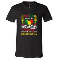 Juneteenth Is A Date That Recognizes The End Of Slavery Gift Free Ish V-Neck T-Shirt