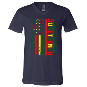 Juneteenth In A Flag For Black History Day June 19th 1865 V-Neck T-Shirt