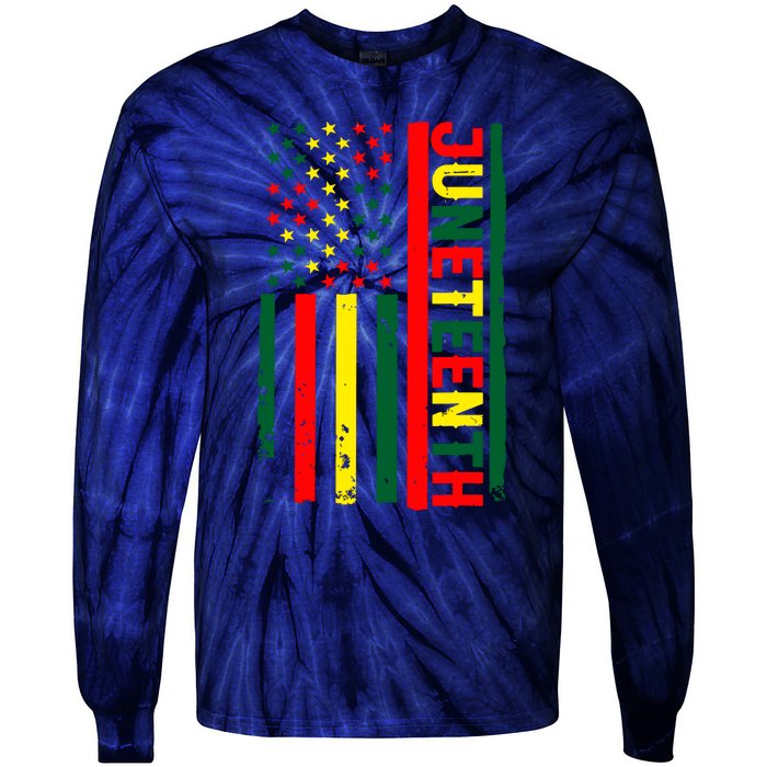 Juneteenth In A Flag For Black History Day June 19th 1865 Tie-Dye Long Sleeve Shirt