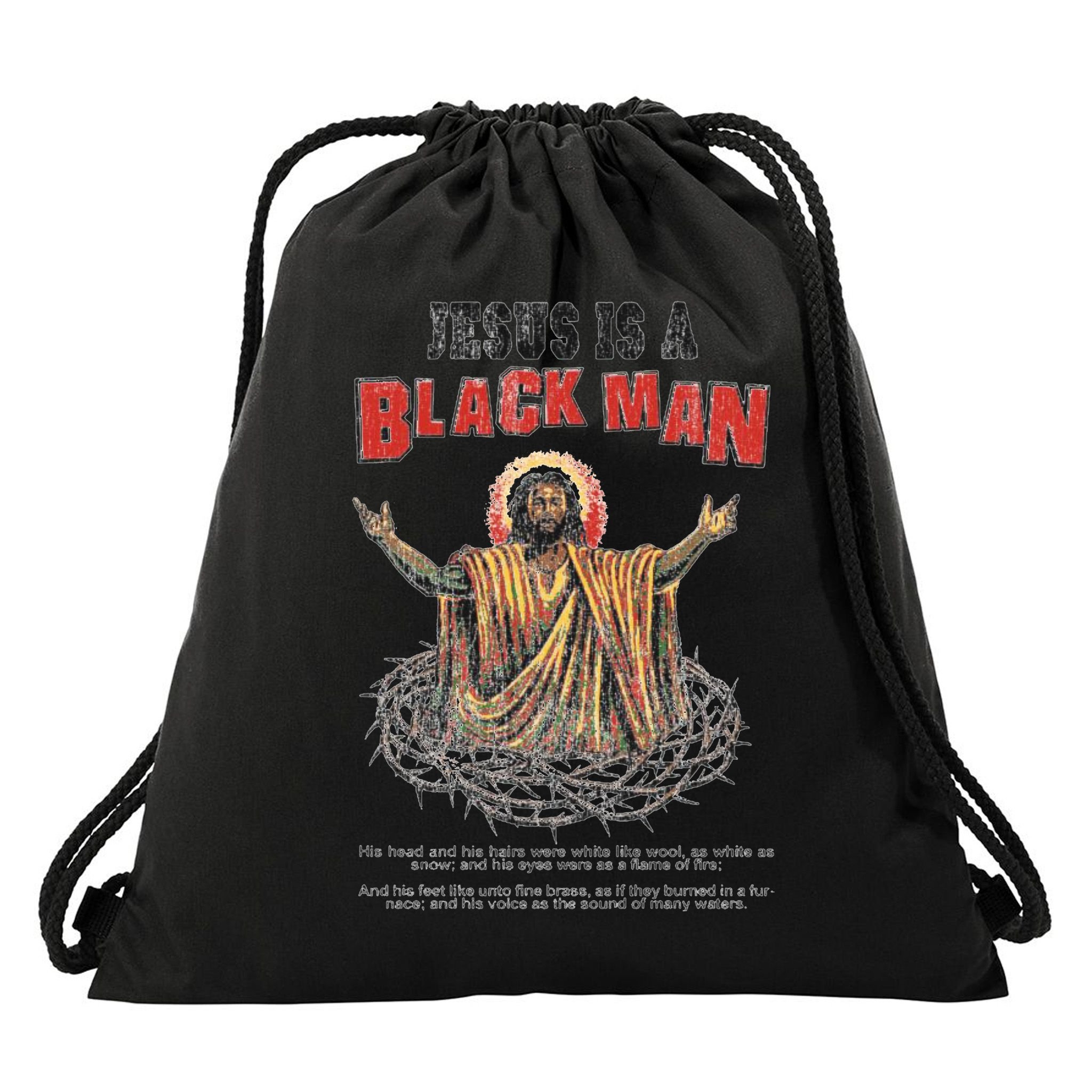 Jesus Is A Black Man His Head And His Hairs Drawstring Bag