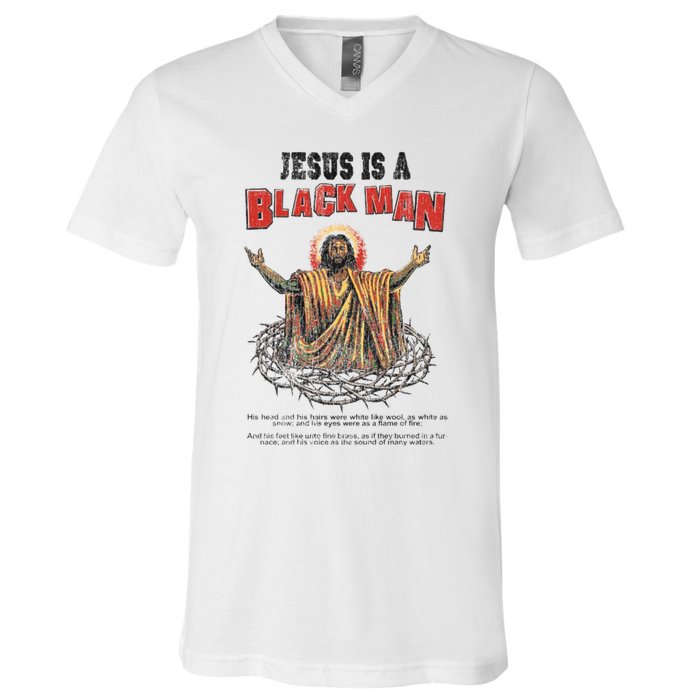 Jesus Is A Black Man His Head And His Hairs V-Neck T-Shirt