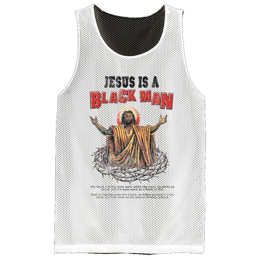 Jesus Is A Black Man His Head And His Hairs Mesh Reversible Basketball Jersey Tank