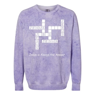 Jesus Is Always The Answer Christianity Crossword Colorblast Crewneck Sweatshirt