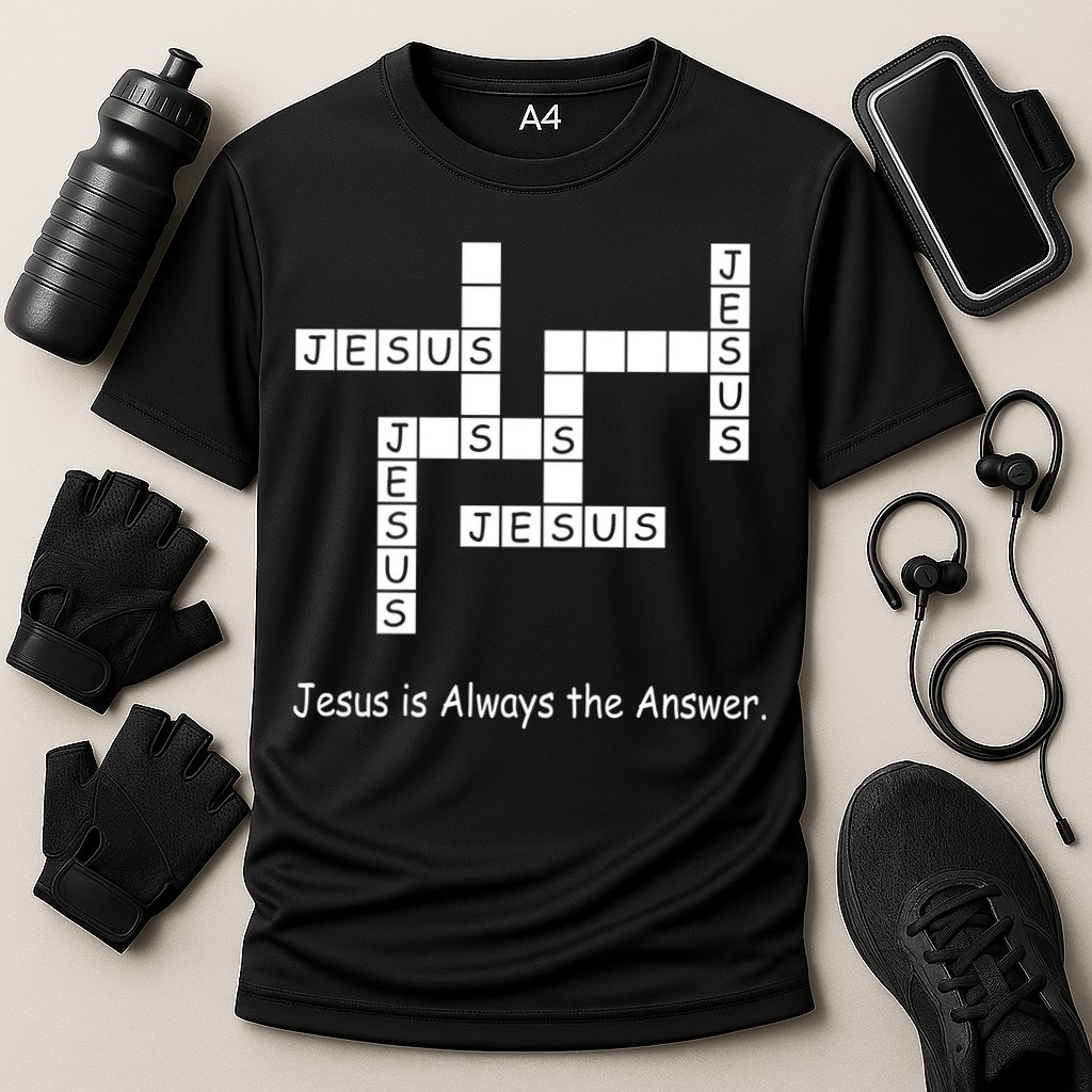 Jesus Is Always The Answer Christianity Crossword Cooling Performance Crew T-Shirt
