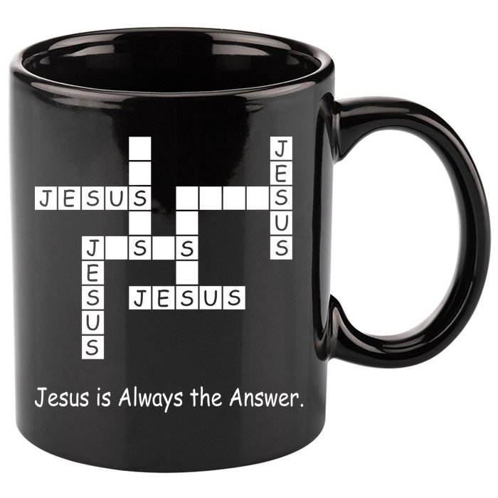 Jesus Is Always The Answer Christianity Crossword 11oz C Handle Ceramic Mug