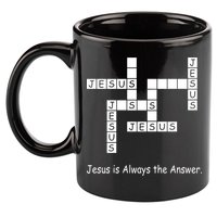 Jesus Is Always The Answer Christianity Crossword 11oz C Handle Ceramic Mug