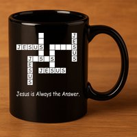 Jesus Is Always The Answer Christianity Crossword 11oz C Handle Ceramic Mug
