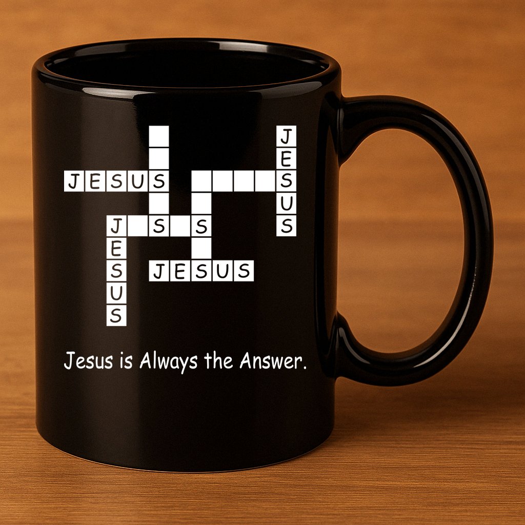 Jesus Is Always The Answer Christianity Crossword 11oz C Handle Ceramic Mug