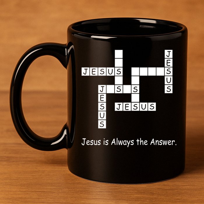 Jesus Is Always The Answer Christianity Crossword 11oz C Handle Ceramic Mug