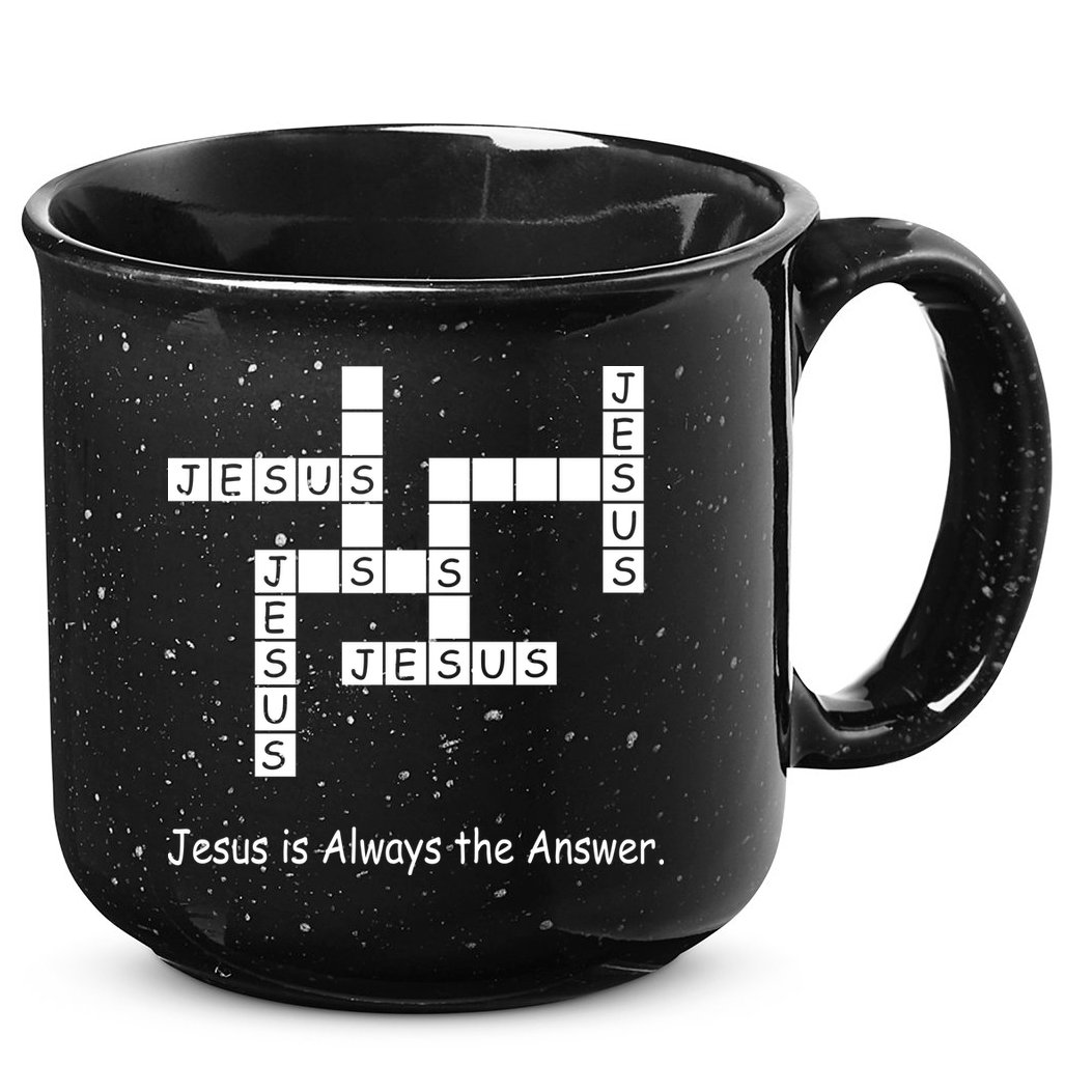 Jesus Is Always The Answer Christianity Crossword 15oz Campfire Ceramic Mug