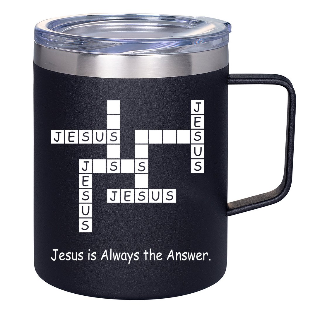 Jesus Is Always The Answer Christianity Crossword 12oz Stainless Steel Coffee Mug