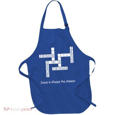 Jesus Is Always The Answer Christianity Crossword Full-Length Apron With Pockets