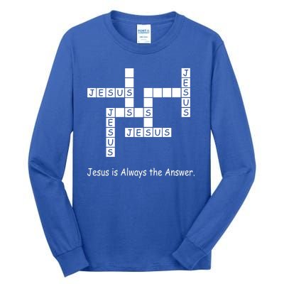 Jesus Is Always The Answer Christianity Crossword Tall Long Sleeve T-Shirt