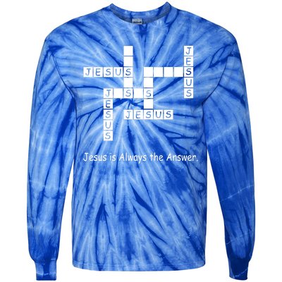 Jesus Is Always The Answer Christianity Crossword Tie-Dye Long Sleeve Shirt