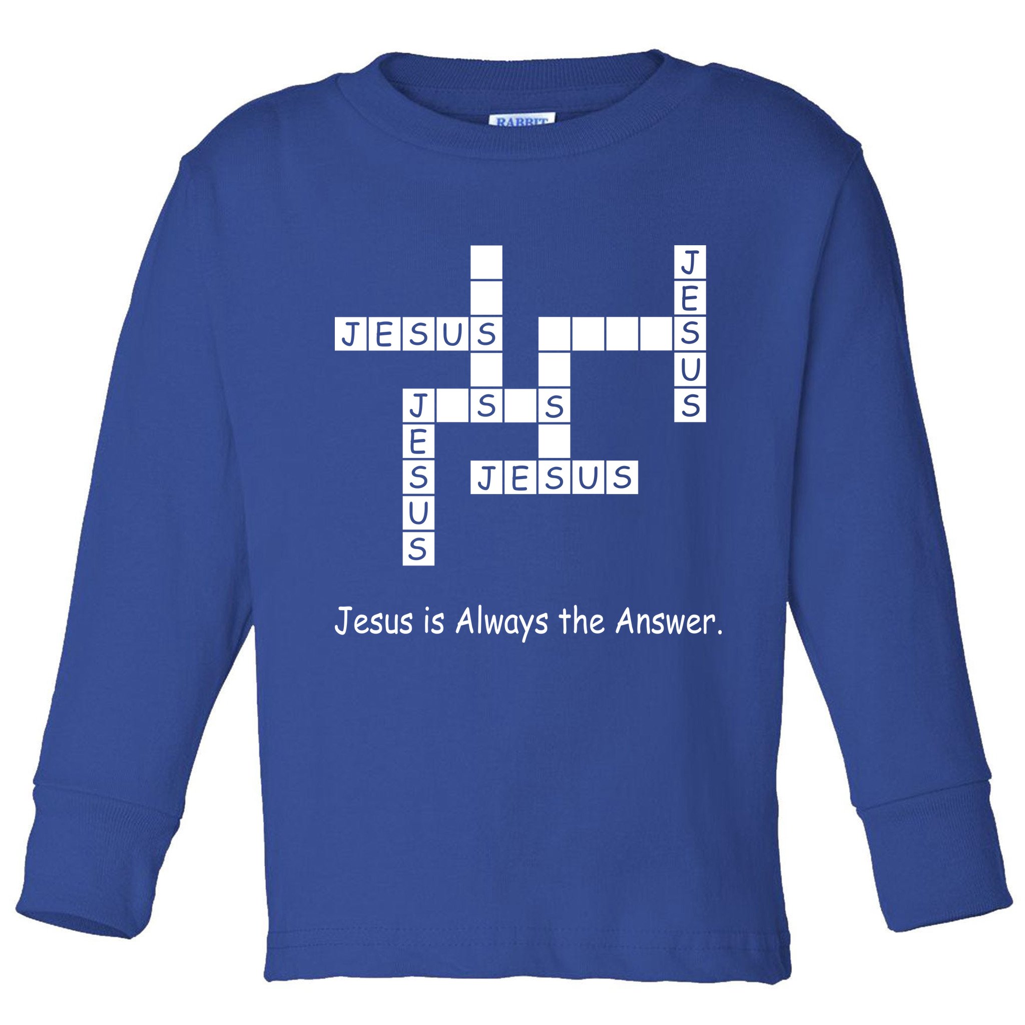 Jesus Is Always The Answer Christianity Crossword Toddler Long Sleeve Shirt