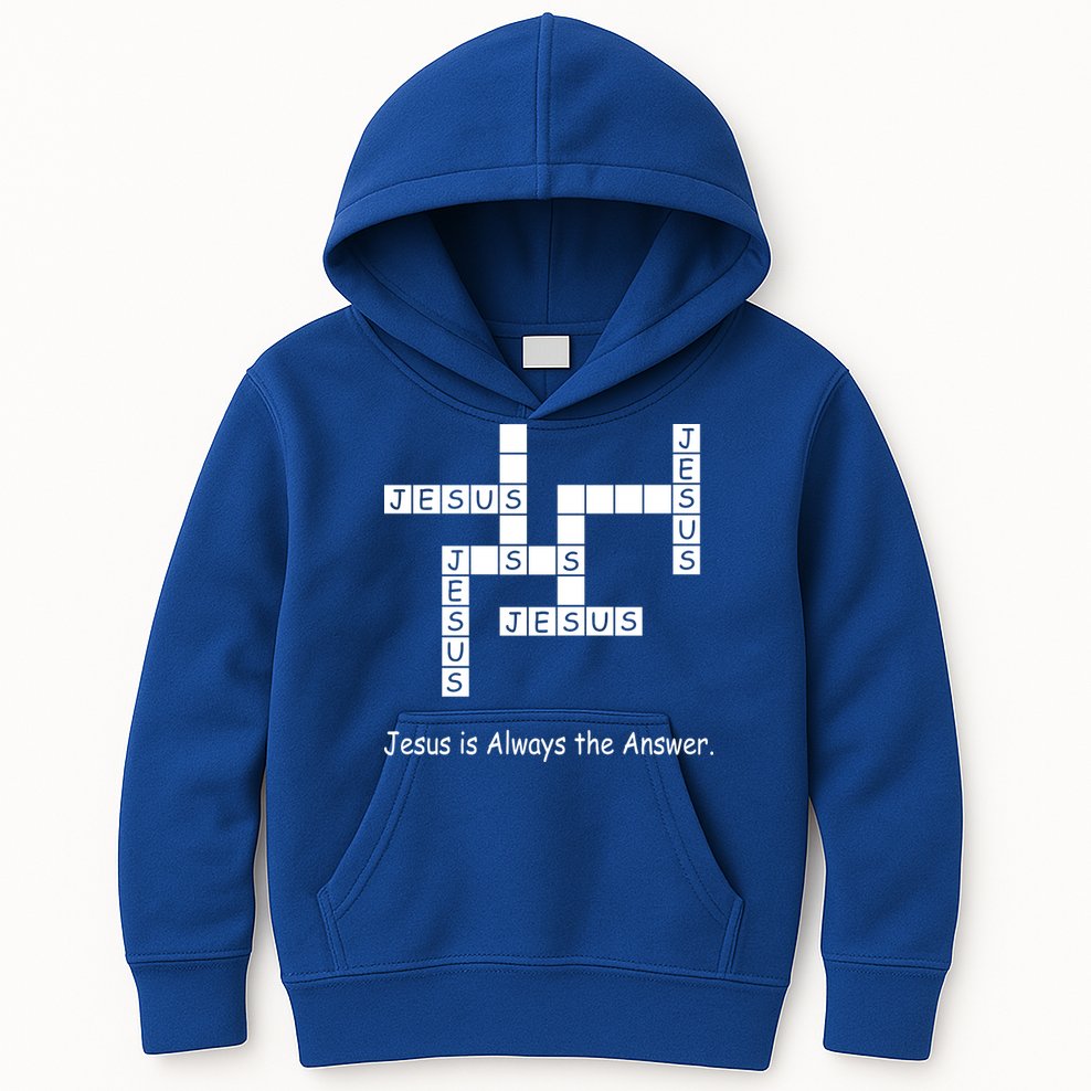 Jesus Is Always The Answer Christianity Crossword Kids Hoodie