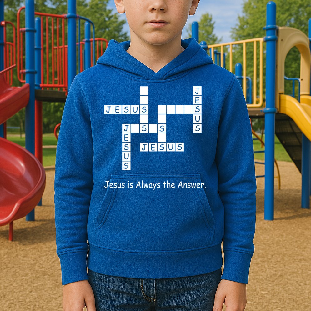 Jesus Is Always The Answer Christianity Crossword Kids Hoodie