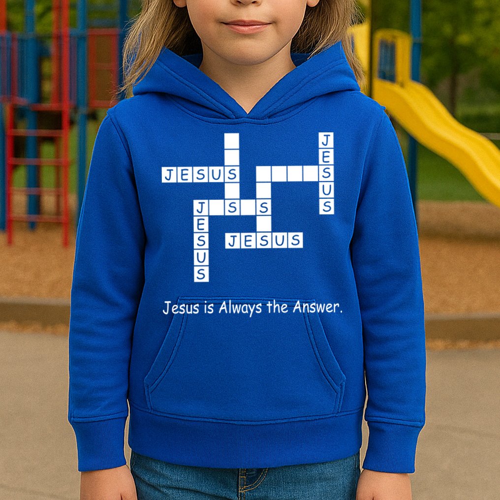 Jesus Is Always The Answer Christianity Crossword Kids Hoodie