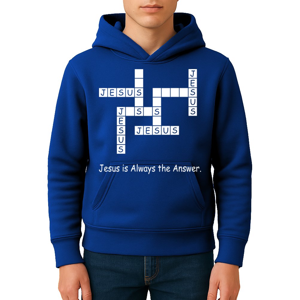 Jesus Is Always The Answer Christianity Crossword Kids Hoodie