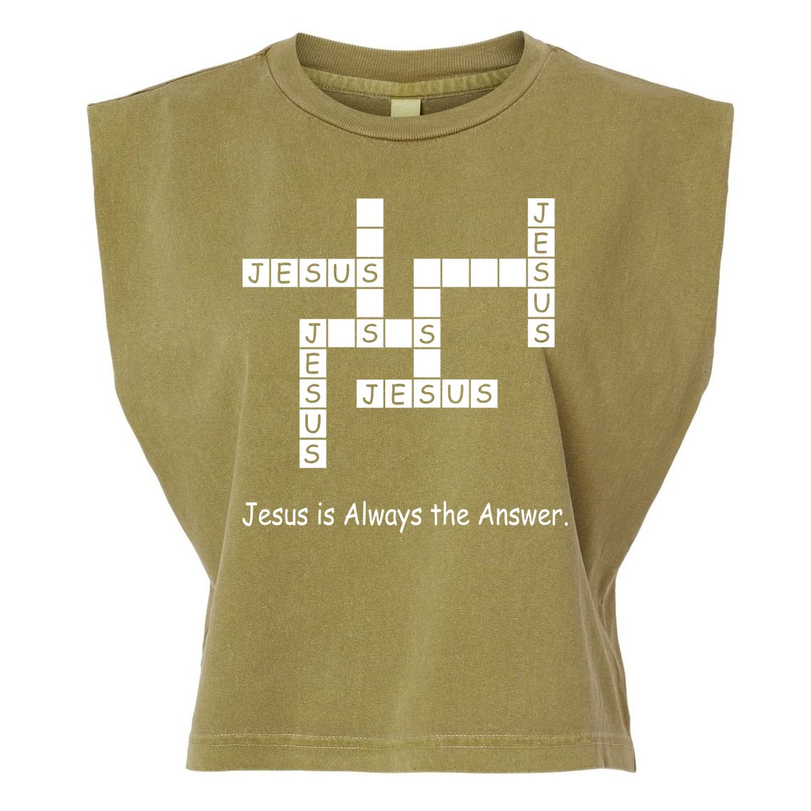 Jesus Is Always The Answer Christianity Crossword Garment-Dyed Women's Muscle Tee