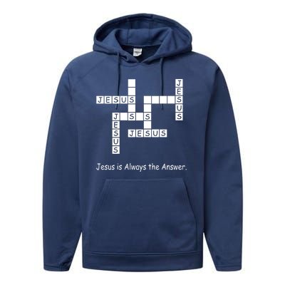 Jesus Is Always The Answer Christianity Crossword Performance Fleece Hoodie