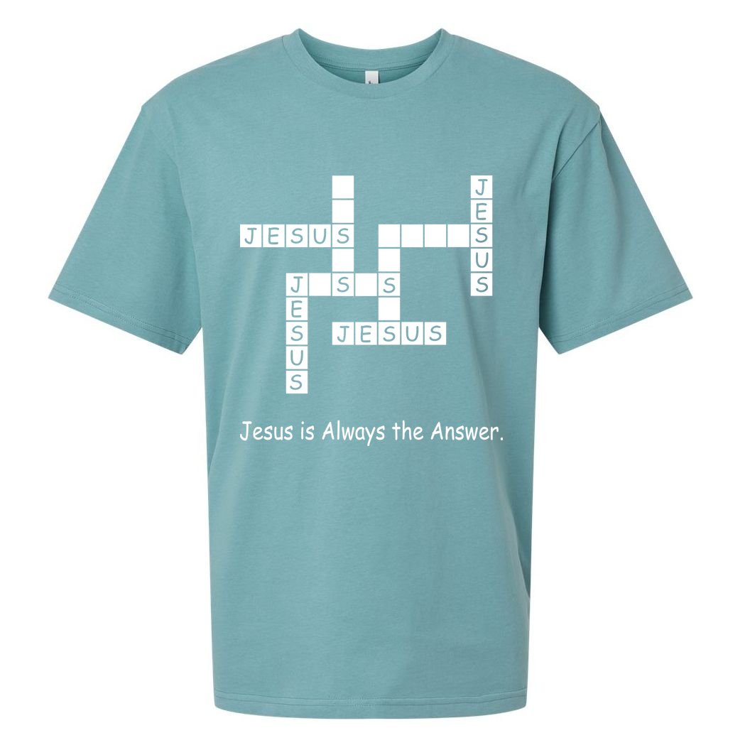 Jesus Is Always The Answer Christianity Crossword Sueded Cloud Jersey T-Shirt