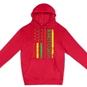 Juneteenth in a Flag for black history day Premium Pullover Hoodie