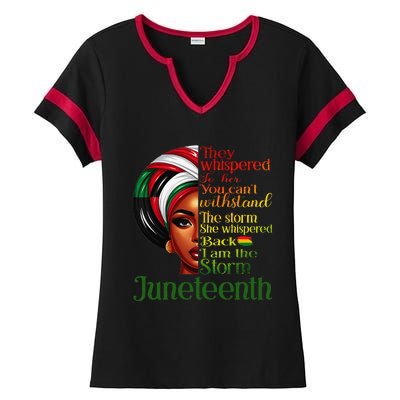 Juneteenth I Am The Storm Black Women Black History Month Ladies Halftime Notch Neck Tee