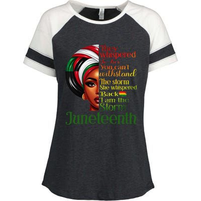 Juneteenth I Am The Storm Black Women Black History Month Enza Ladies Jersey Colorblock Tee