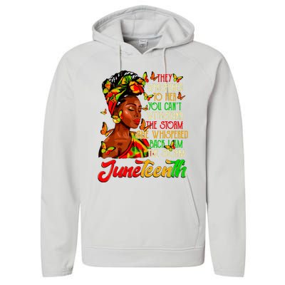 Juneteenth I Am The Storm Black Women Black History Month Performance Fleece Hoodie