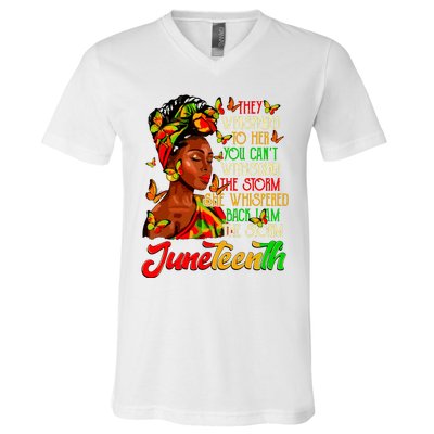 Juneteenth I Am The Storm Black Women Black History Month V-Neck T-Shirt