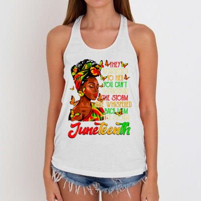 Juneteenth I Am The Storm Black Women Black History Month Women's Knotted Racerback Tank