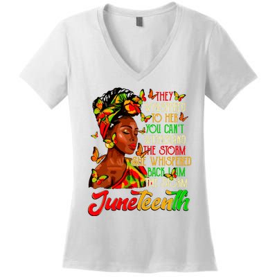 Juneteenth I Am The Storm Black Women Black History Month Women's V-Neck T-Shirt