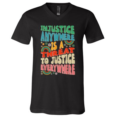 Juneteenth Injustice Anywhere Threat To Justice Everywhere V-Neck T-Shirt